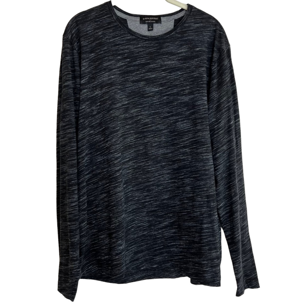 Banana Republic Factory Womens Shirt Size Large Black Space Dye Moisture Wicking